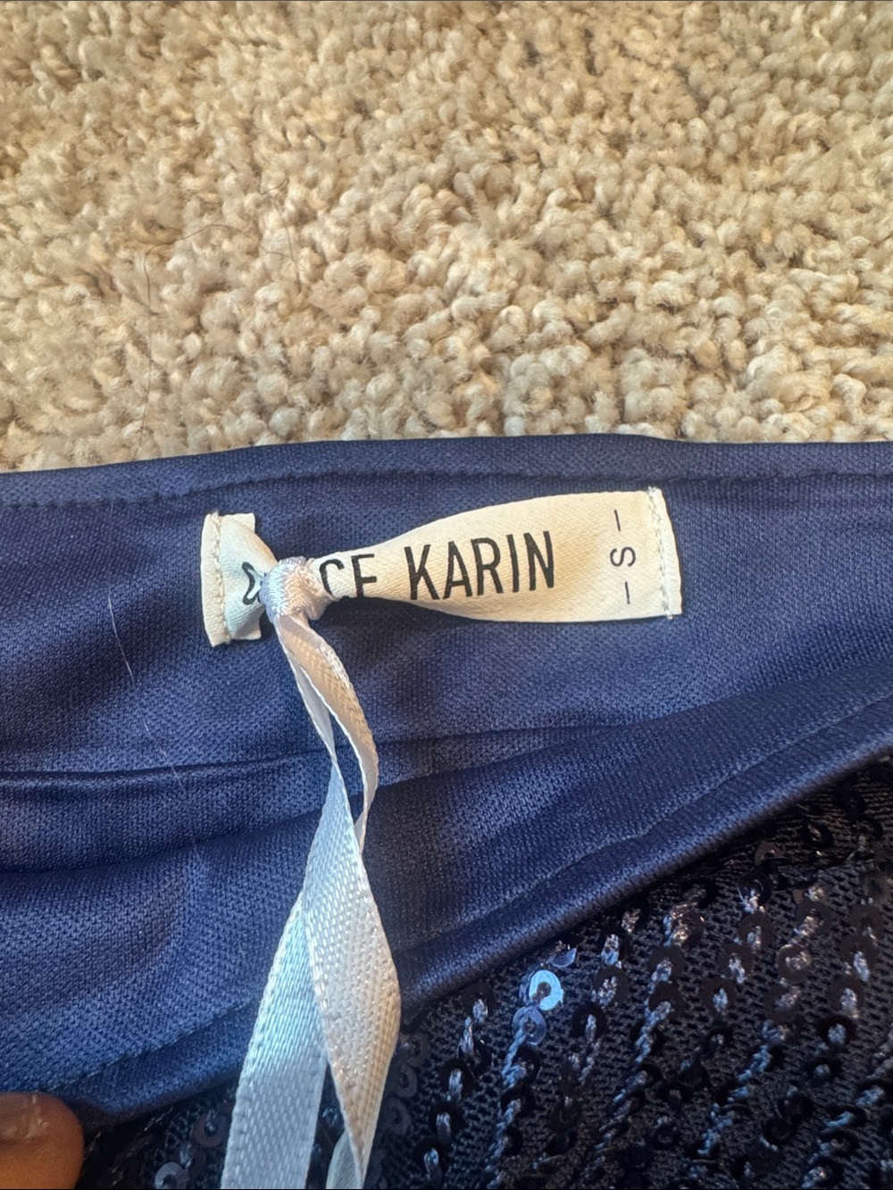 Grace Karin Navy Sequin Mini Skirt with Side Buttons - Picture 3 of 4